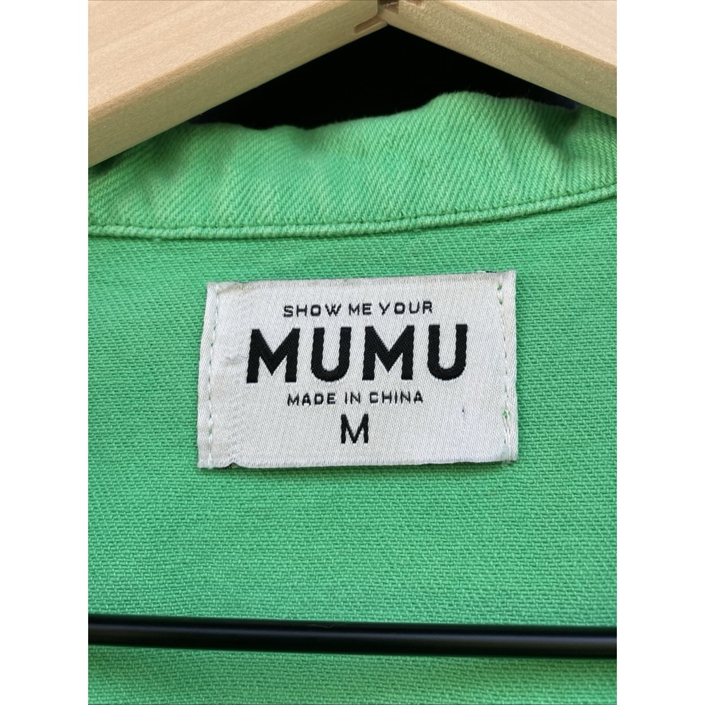 Show Me Your Mumu Cannon Romper Medium Green Denim Utility Shortall - Picture 3 of 9